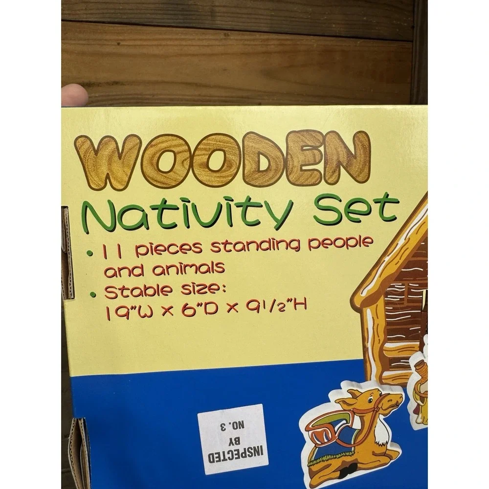 Nativity Set Childs Playset Religious Education 12pc Wooden Chunky Jesus‎ Birth